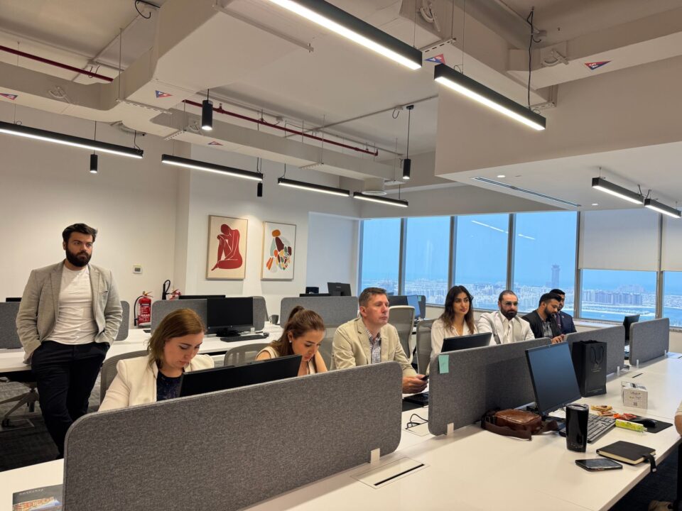 Diverse team in a modern office meeting